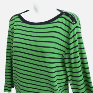 Lauren LRL USA Nautical Shirt Pullover Snap Shoulders Knit Cotton Anchor Logo L